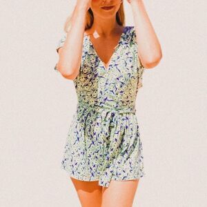 Urban Outfitters Billie Micro Floral Wrap Romper – Soft Grunge Mini, Size Small